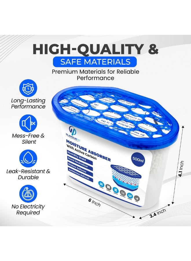 GlamourPie™ Moisture Absorbers 6 Pack, Portable Humidity Absorber Boxes, Compact Dehumidifier for Closet, Bathroom, Car, RV & Storage Areas, Fragrance-Free Moisture Control and Odor Eliminator - Image 3